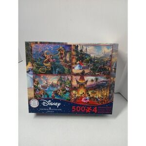 Thomas Kinkade Studios 4 in 1 Assorted Disney Jigsaw Puzzles 500 Piece -Complete